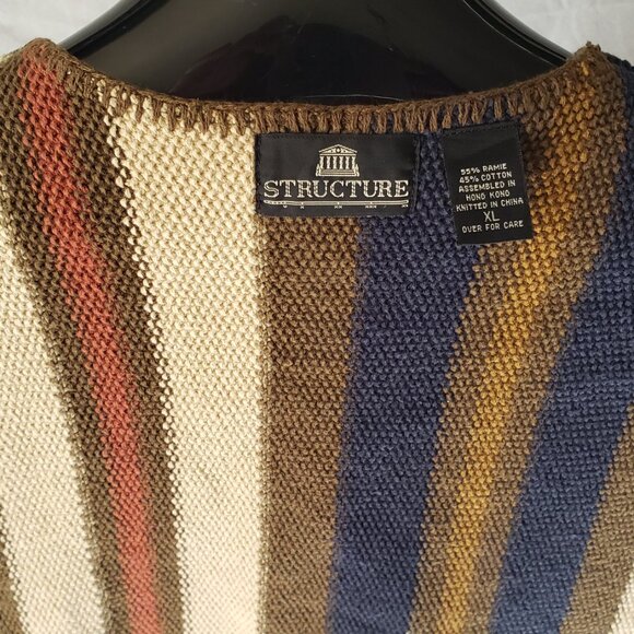Structure Retro Cardigan 90s Sweater Button Vest Men XL Eclectic Grandpa V-Neck - Picture 13 of 16